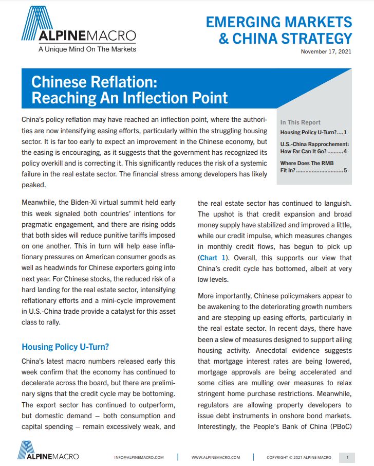 Chinese Reflation: Reaching An Inflection Point